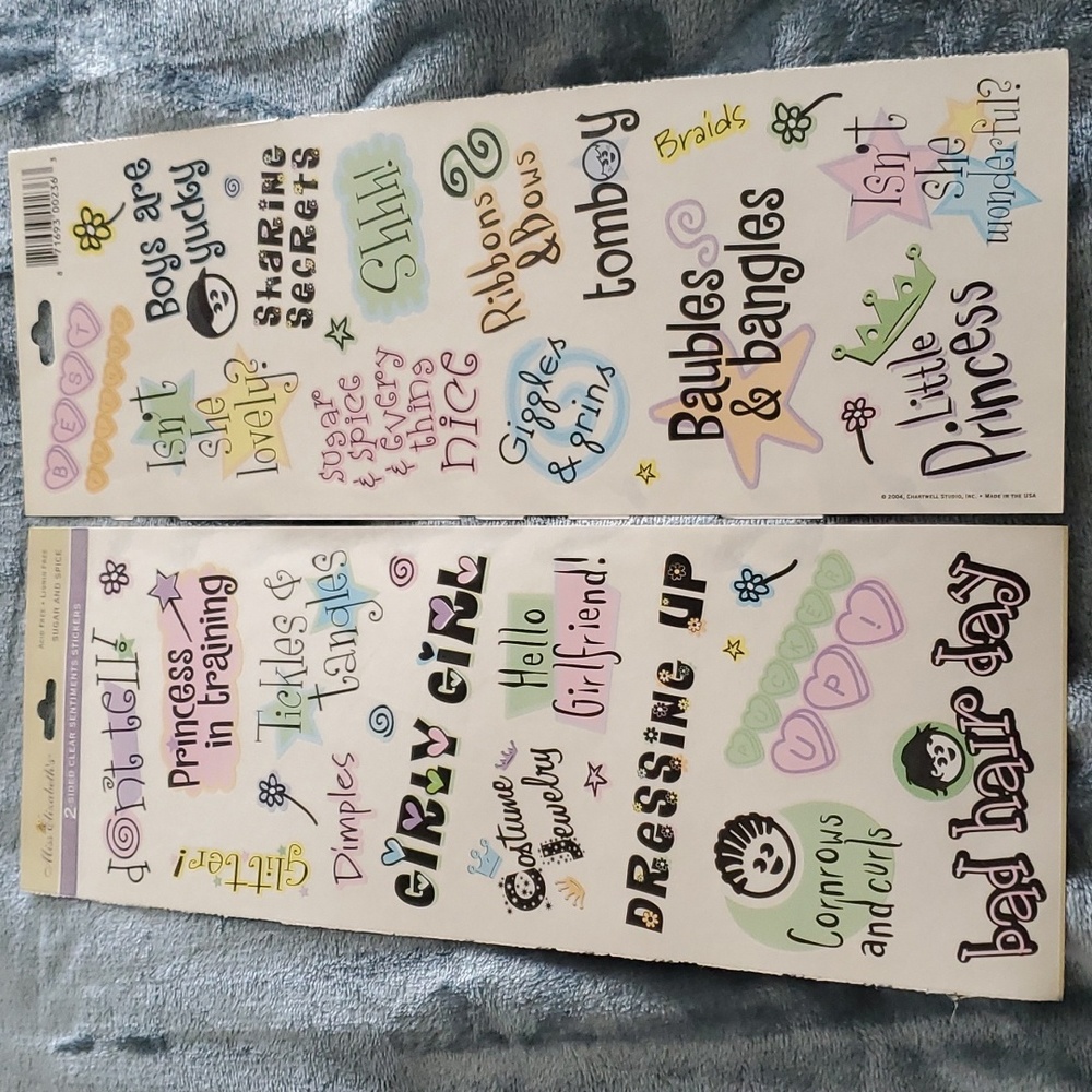 4/$12 Sugar & Spice Stickers girly dimples princess dress up